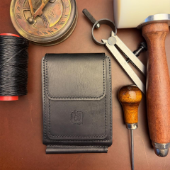 BİDERİ APOLLON HAKİKİ DERİ MANDALLI KARTLIK ANTRASİT