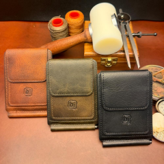 BİDERİ APOLLON HAKİKİ DERİ MANDALLI KARTLIK ANTRASİT