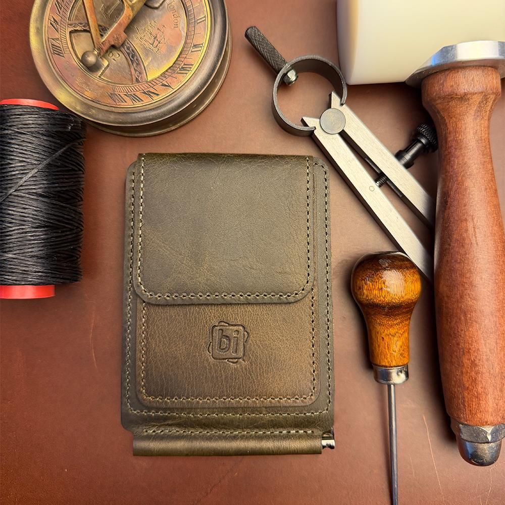 BİDERİ APOLLON HAKİKİ DERİ MANDALLI KARTLIK HAKİ