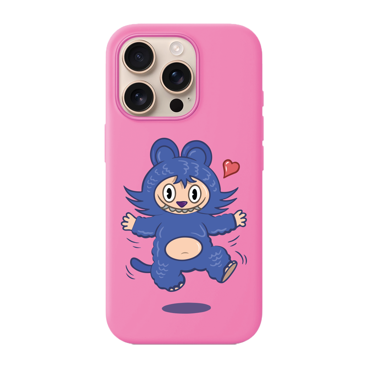 BİKAPAK Canavar Desenli Kapak iPhone 16 - Pembe