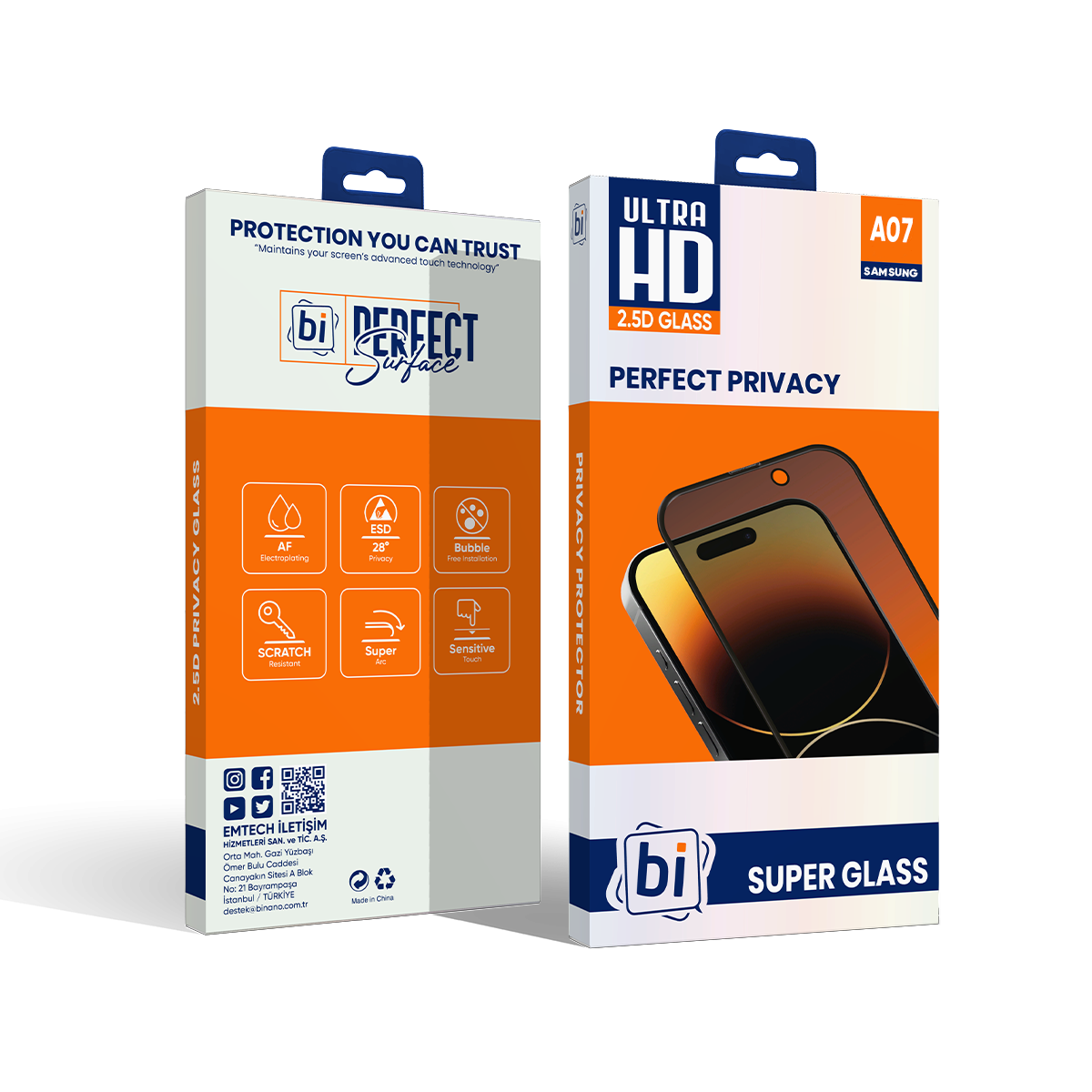 Bİ 2,5D PRIVACY SUPER GLASS SAMSUNG A07 EKRAN KORUYUCU