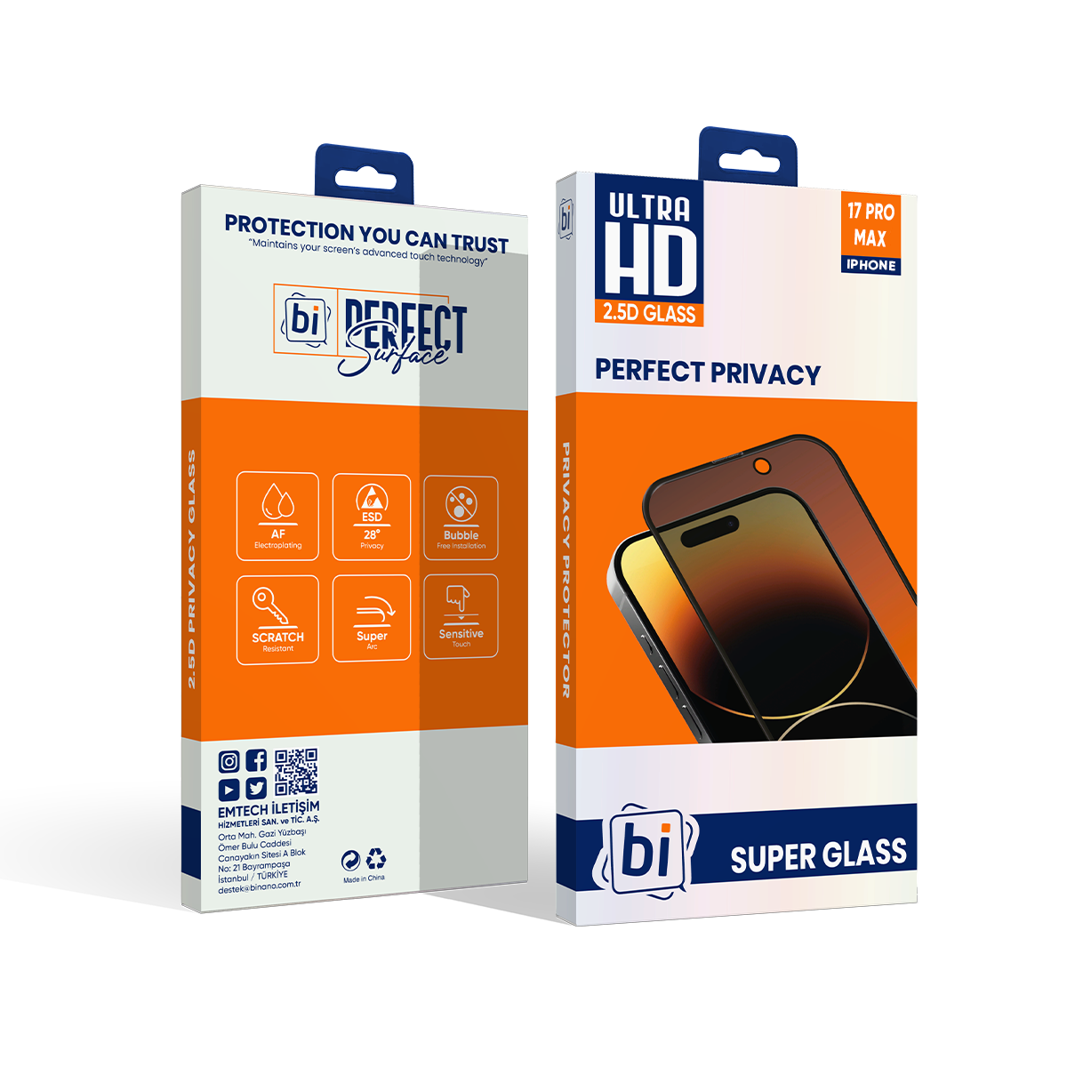 Bİ 2,5D PRIVACY SUPER GLASS IPHONE 17 PRO MAX EKRAN KORUYUCU