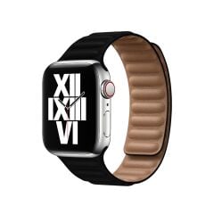 E2M Apple Watch 42-44-45-46-49mm KRD-14 Deri Siyah Kordon