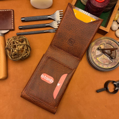 BİDERİ TEOS HAKİKİ DERİ MIKNATISLI CÜZDAN KAHVERENGİ